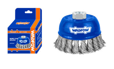 CEPILLO PULIDORA WADFOW UWCE2401 COPA 3" ROSCA 5/8" ALAMBRE TRENZADO 0.3MM