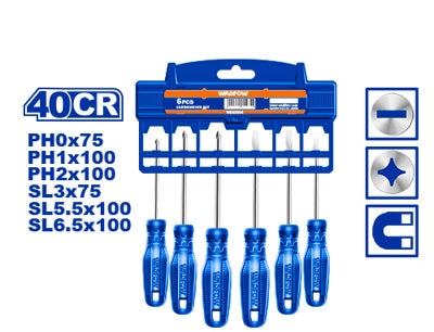 JUEGO DESTORNILLADOR WADFOW WSS2206 6 PIEZAS MANGO PLASTICO AZUL