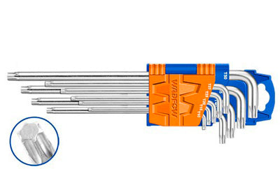 JUEGO LLAVES TORX WADFOW WHK3292 10 PIEZAS T10-T50 EXTRA LARGAS