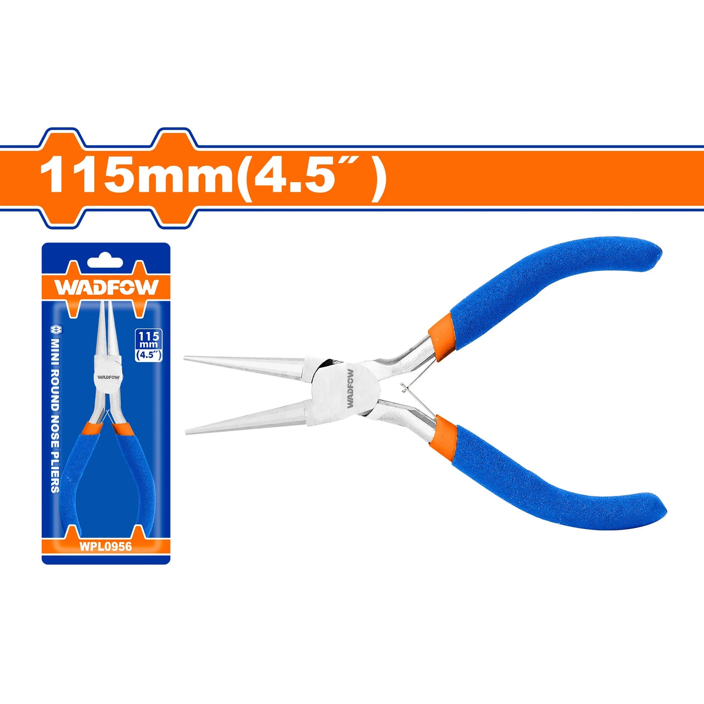 PINZA WADFOW WPL0956 PUNTA REDONDA MINI 4.5" MANGO PLASTICO