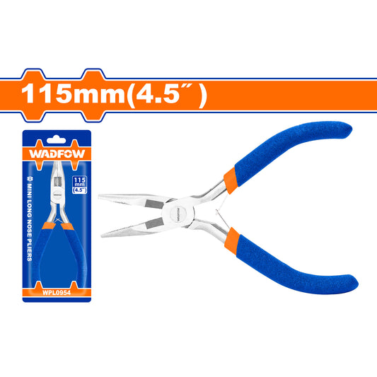 PINZA WADFOW WPL0954 PUNTA LARGA MINI 4.5" MANGO PLASTICO