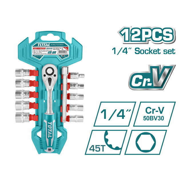 JUEGO CUBOS TOTAL THT14114126 1/4" 12 PZAS CON CHICHARRA