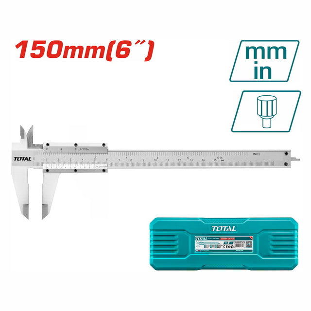 CALIBRADOR VERNIER TOTAL TMT311501 0-150MM/0-6" ACERO INOXIDABLE - Total Tools Republica Dominicana