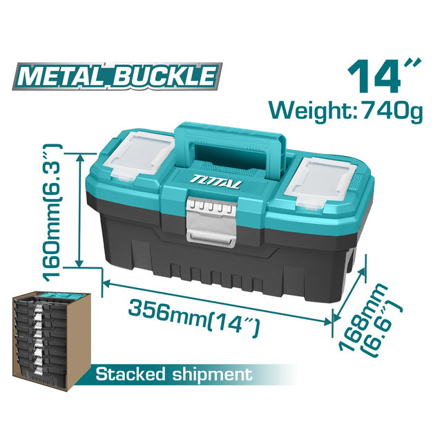 CAJA HERRAMIENTAS TOTAL TPBX0142 PLASTICA 14" BROCHE METALICO - Total Tools Republica Dominicana