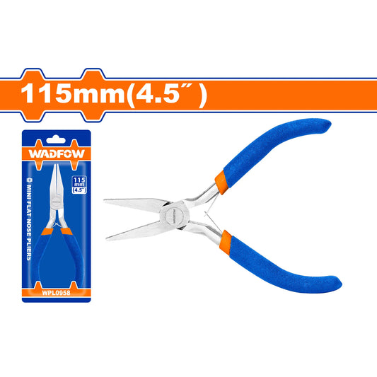 PINZA WADFOW WPL0958 PUNTA PLANA MINI 4.5" MANGO PLASTICO